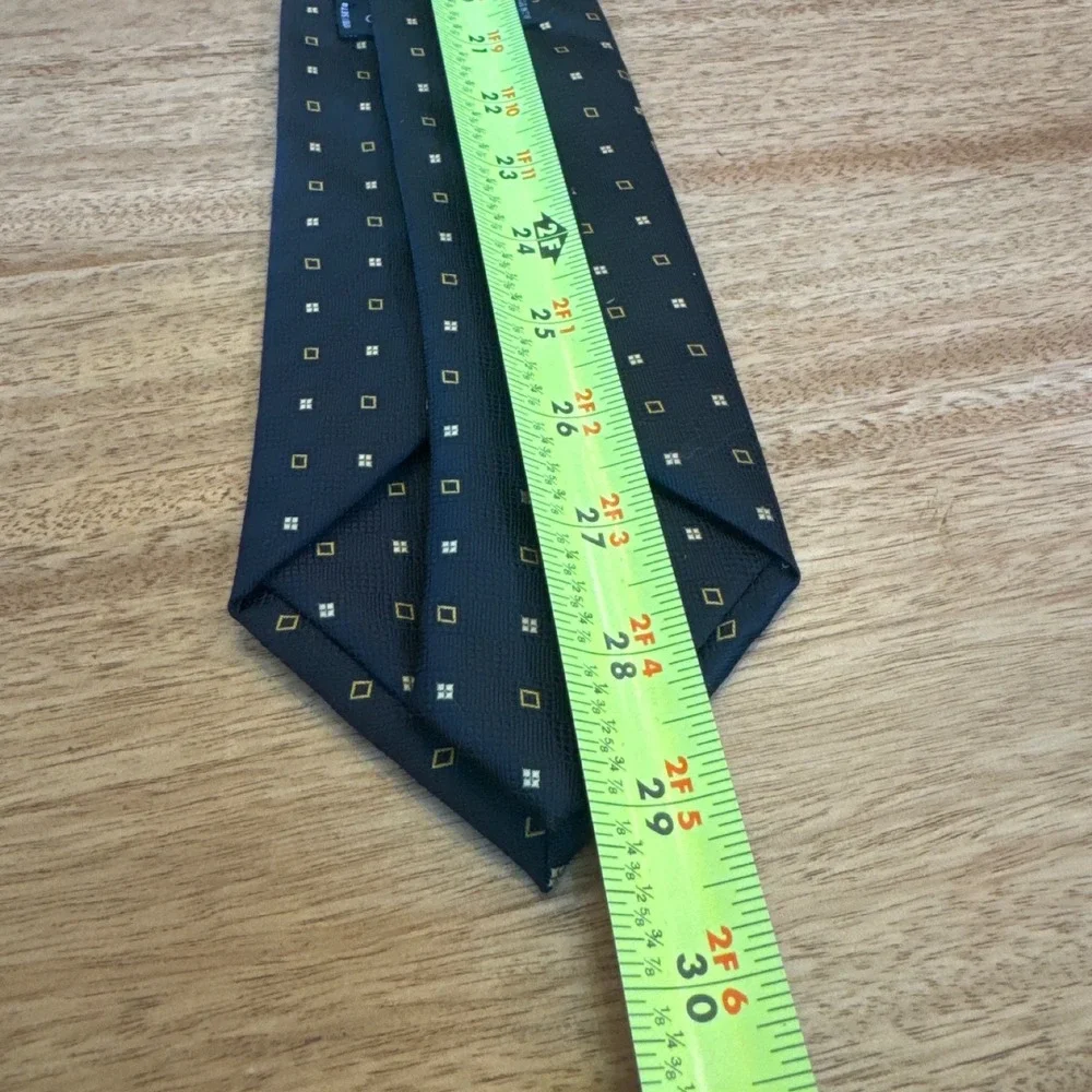 A. Di Leva Sorrento Mens Silk Tie Navy Blue Geometric Square Made in Italy